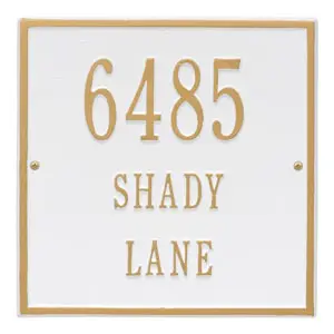 Whitehall Square Address Plaque White Gold