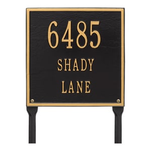 Whitehall Square Lawn Marker Black Gold