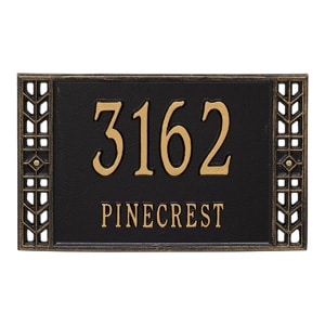 Whitehall Boston Address Plaque Black Gold