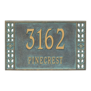 Whitehall Boston Address Plaque Bronze Verdigris