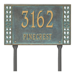 Whitehall Boston Lawn Marker Bronze Verdigris