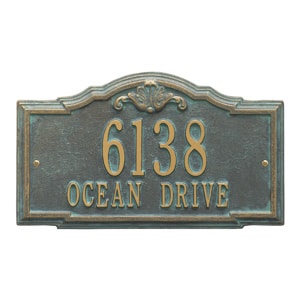 Whitehall Gatewood Address Plaque Bronze Verdigris