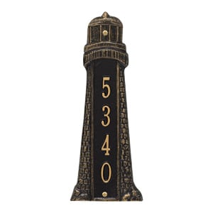 Whitehall Lighthouse Vertical Plaque Black Gold