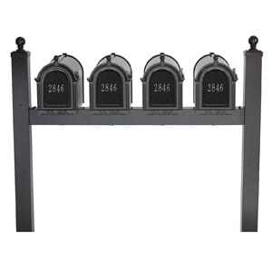 Whitehall Mailboxes Quad Post Black Silver