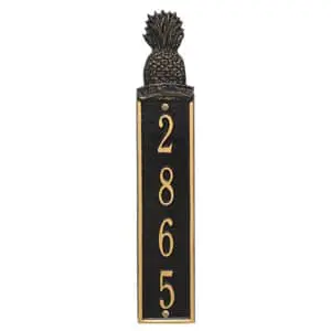 Pineapple Welcome Vertical Plaque Black Gold