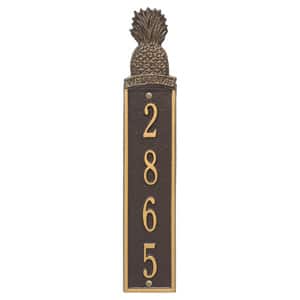 Pineapple Welcome Vertical Plaque Bronze Gold