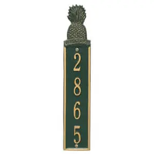 Pineapple Welcome Vertical Plaque Green Gold