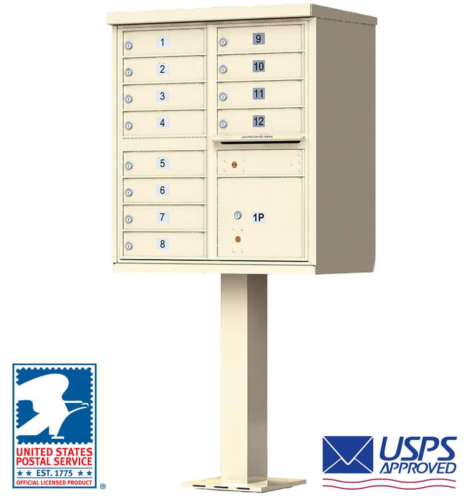 12 Tenant Door CBU Mailbox - USPS Approved (Includes Pedestal) Featured Image