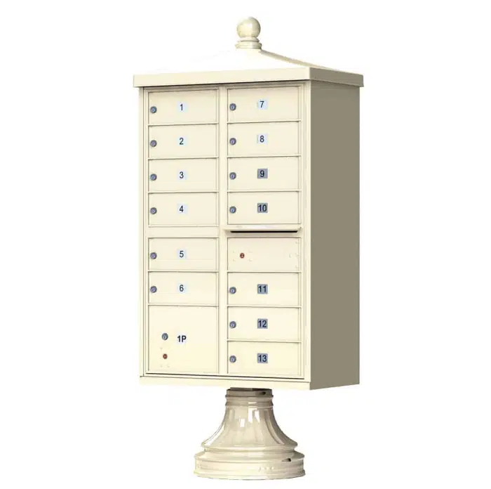 Florence CBU Cluster Mailbox – Vogue Traditional Kit, 13 Tenant Doors, 1 Parcel Locker

