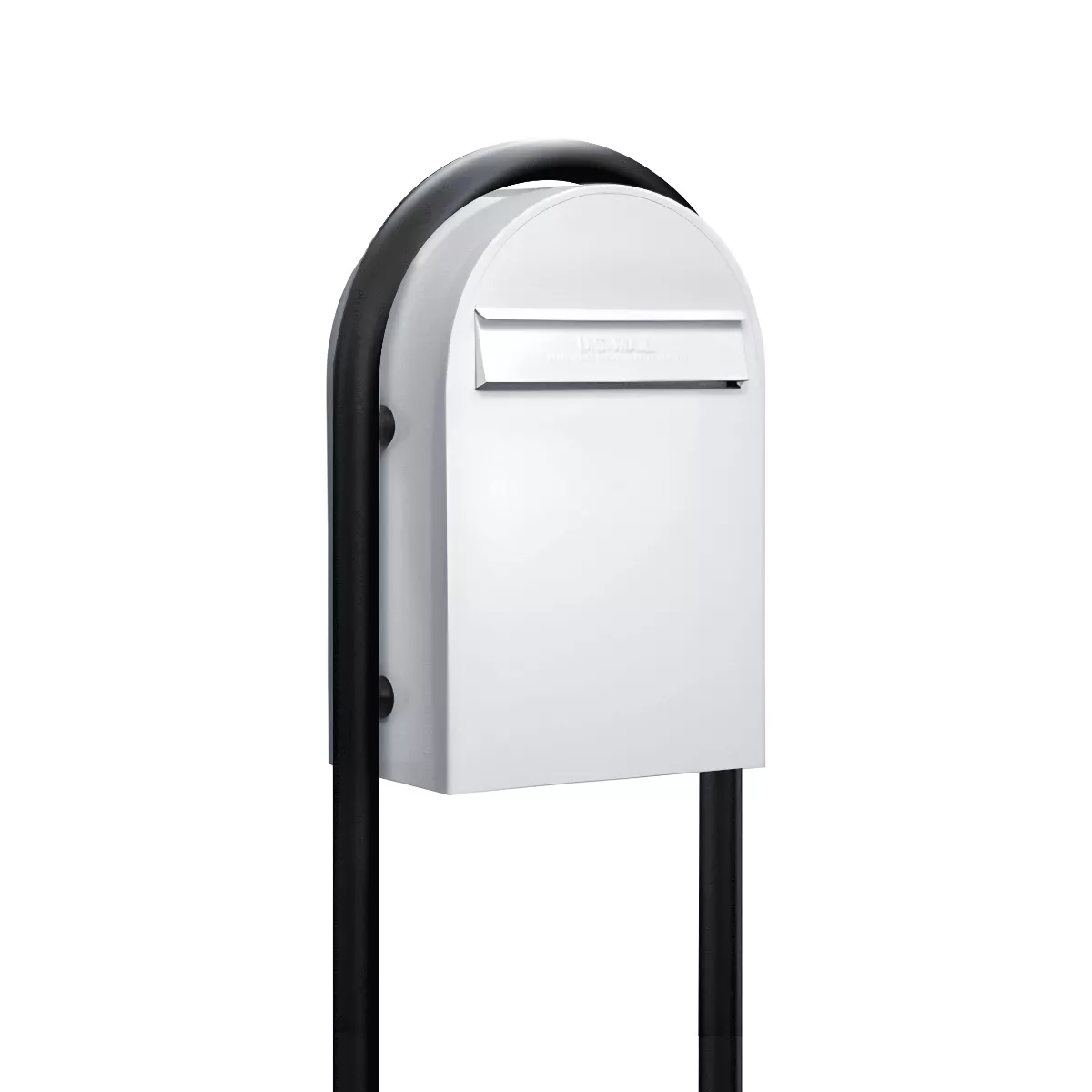 USPS Approved Bobi Classic B Rear Access Modern Locking White Mailbox and Round Black Post Combo Product Image