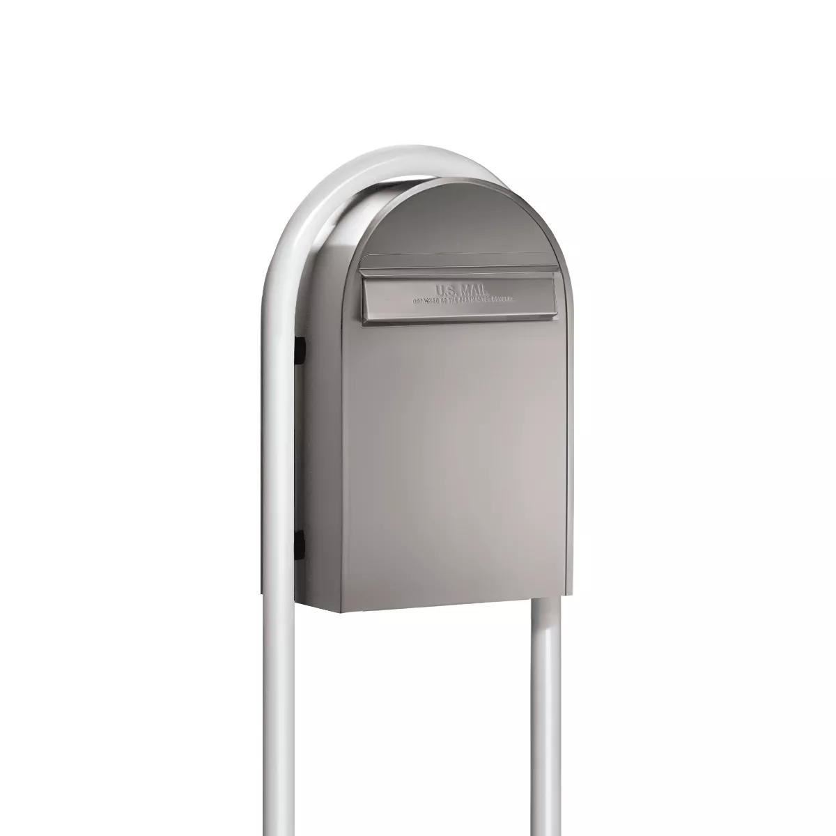 USPS Approved Bobi Classic B Rear Access Modern Locking Stainless Steel Mailbox and Round White Post Combo Product Image