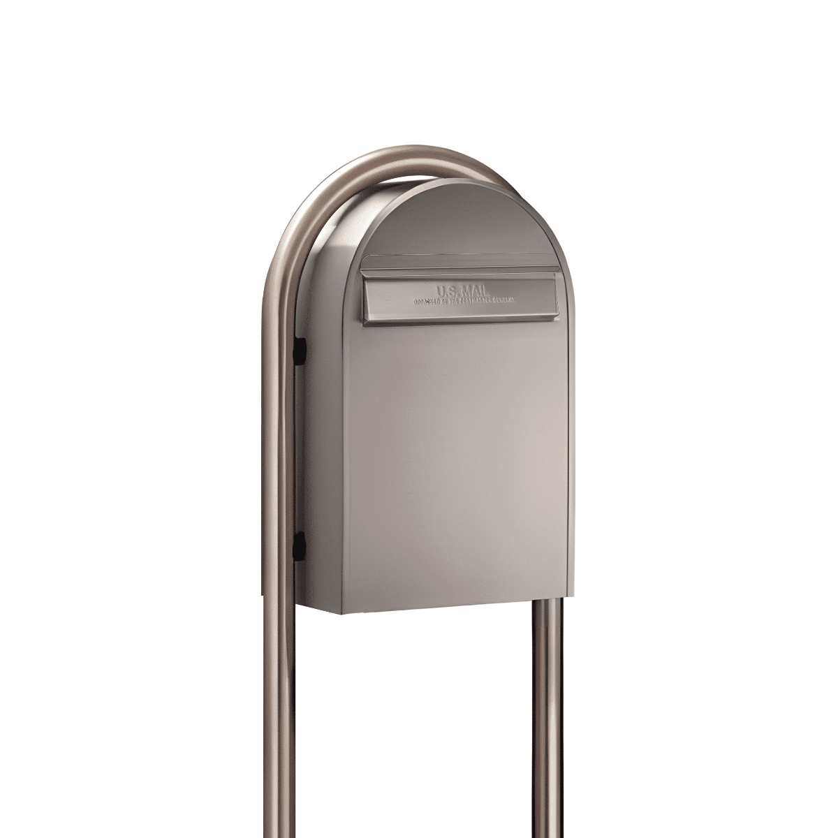 USPS Approved Bobi Classic B Rear Access Modern Locking Stainless Steel Mailbox and Round Zinc Post Combo Product Image