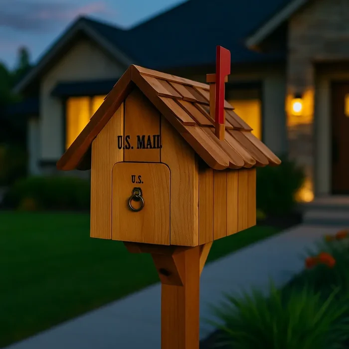 cedar log cabin mailbox