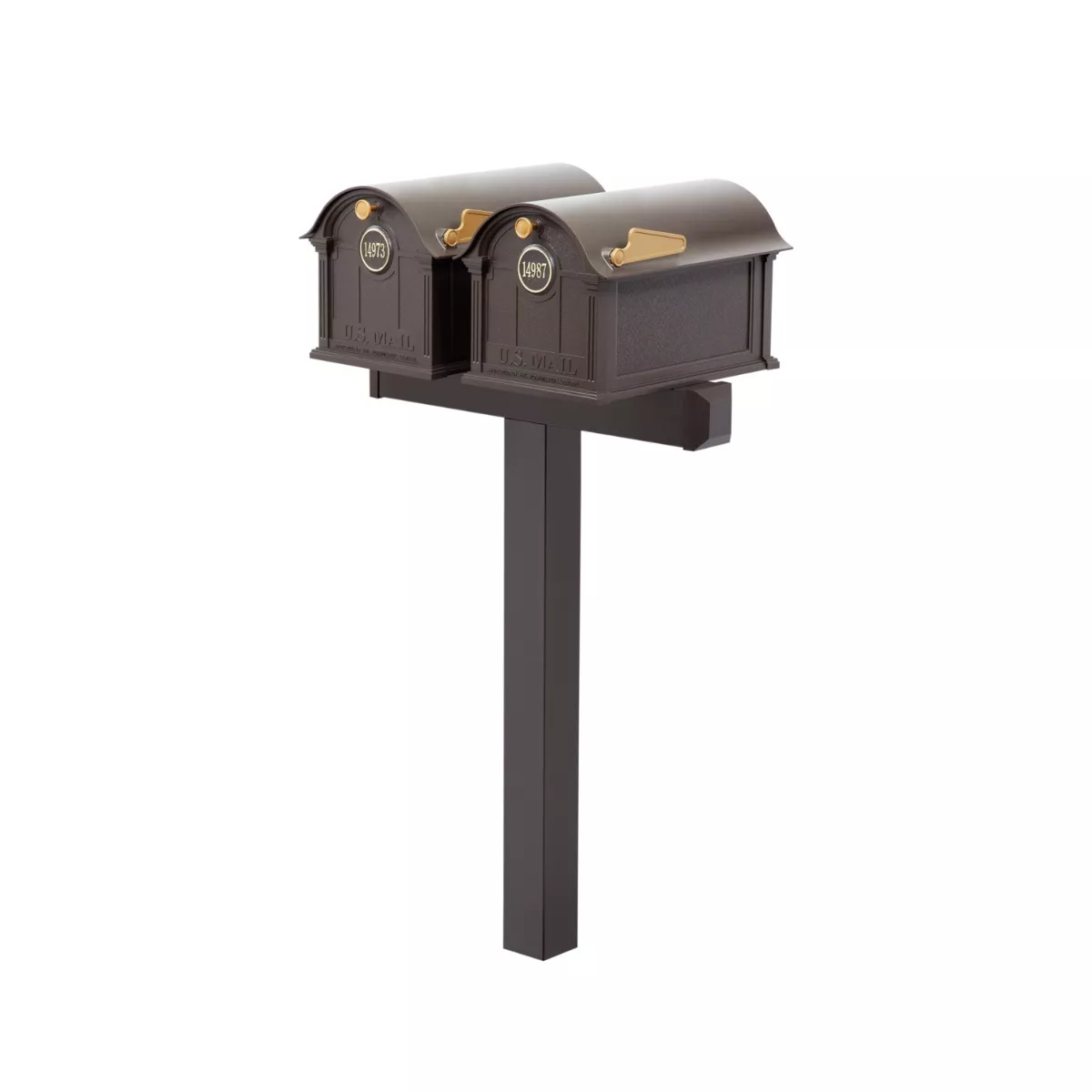 Balmoral Duo Mount Mailbox Set with Personalized Door Medallions – Available in Black, Bronze, and White Product Image
