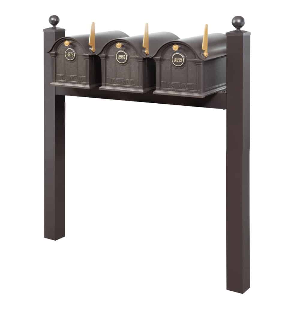 Balmoral Triple Mount Mailbox Set with Personalized Door Medallions & Ball Finials – Available in Black, Bronze, and White Product Image