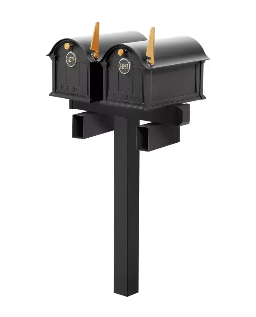 Balmoral Duo Mount Mailbox Set with Personalized Door Medallions & Newspaper Holders – Available in Black, Bronze, and White Product Image