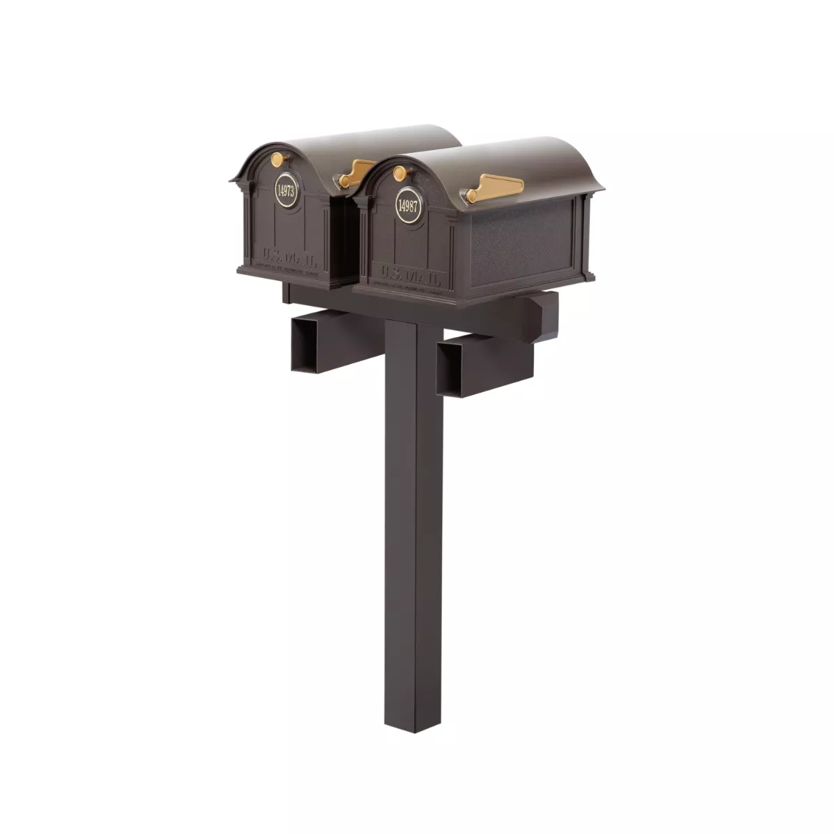 Balmoral Duo Mount Mailbox Set with Personalized Door Medallions & Newspaper Holders – Available in Black, Bronze, and White Product Image