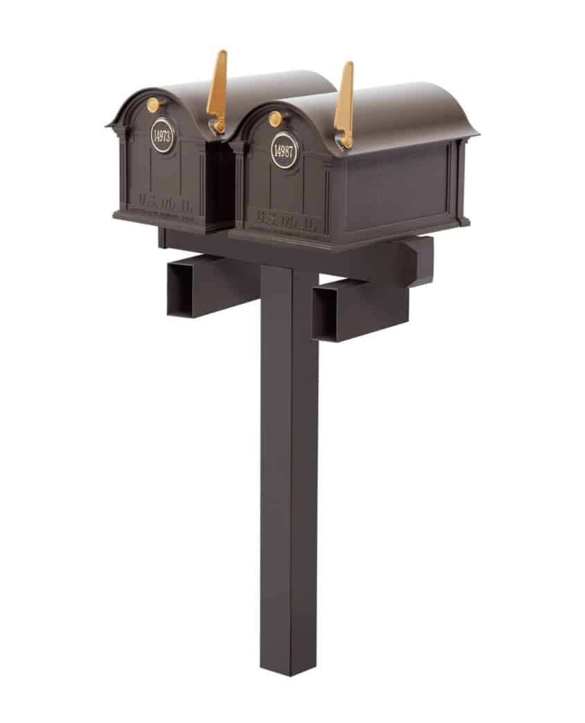 Balmoral Duo Mount Mailbox Set with Personalized Door Medallions & Newspaper Holders – Available in Black, Bronze, and White Product Image
