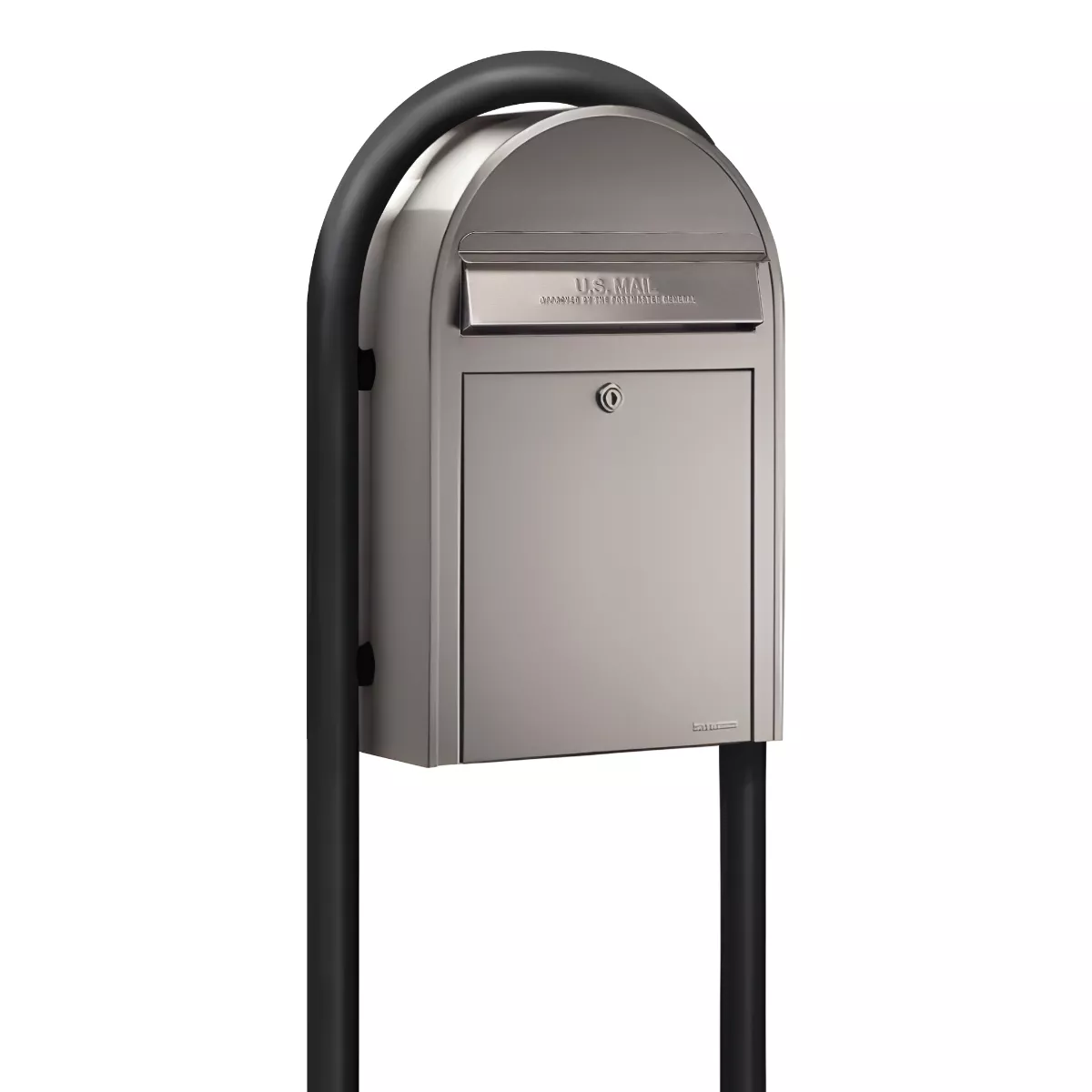 Bobi Classic Front Access Modern Locking Stainless Steel Mailbox and Round Black Post Combo Product Image