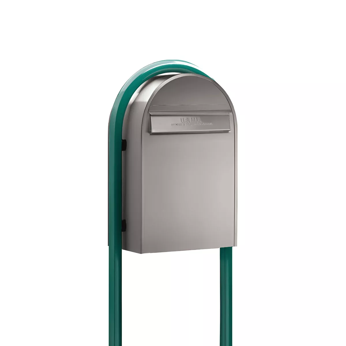USPS Approved Bobi Classic B Rear Access Modern Locking Stainless Steel Mailbox and Round Green Post Combo Product Image