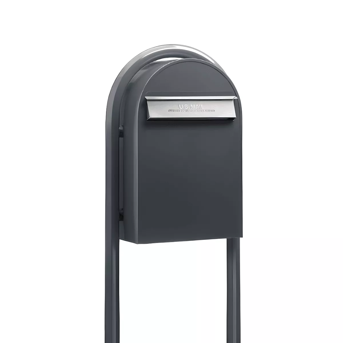 USPS Approved Bobi Classic B Rear Access Modern Locking Grey Mailbox with Stainless Steel Mail Slot and Round Grey Post Combo Product Image