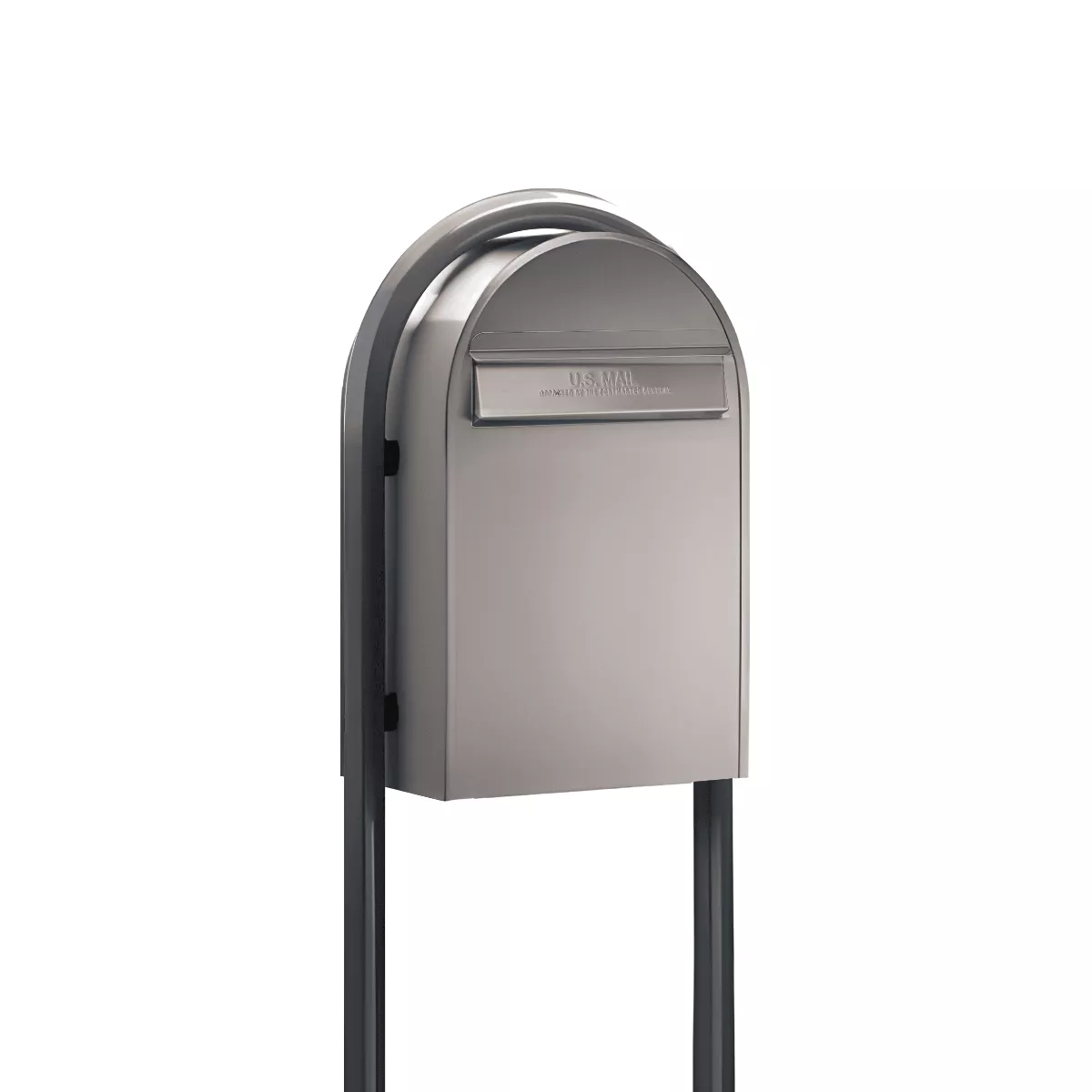 USPS Approved Bobi Classic B Rear Access Modern Locking Stainless Steel Mailbox and Round Grey Post Combo Product Image