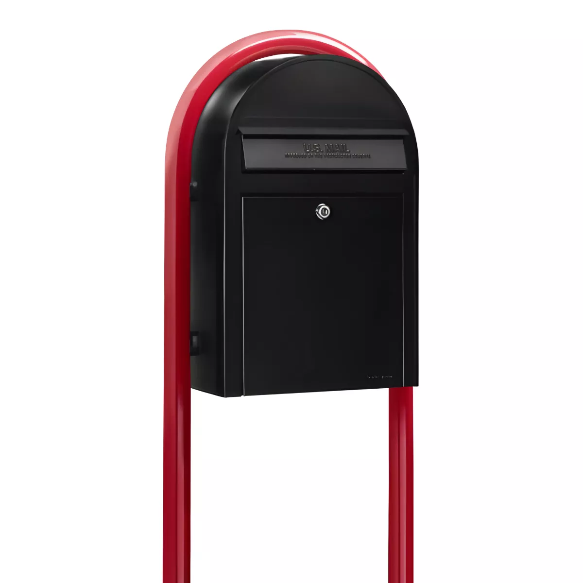 Bobi Classic Front Access Modern Locking Black Mailbox and Round Red Post Combo Product Image