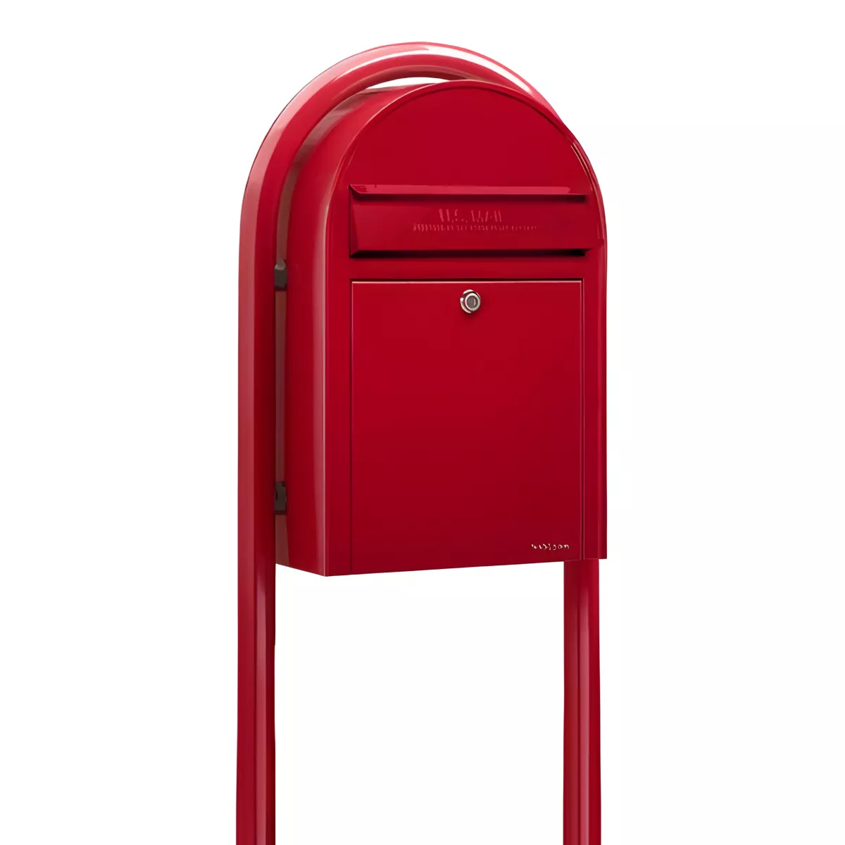 Bobi Classic Front Access Modern Locking Red Mailbox and Round Red Post Combo Product Image