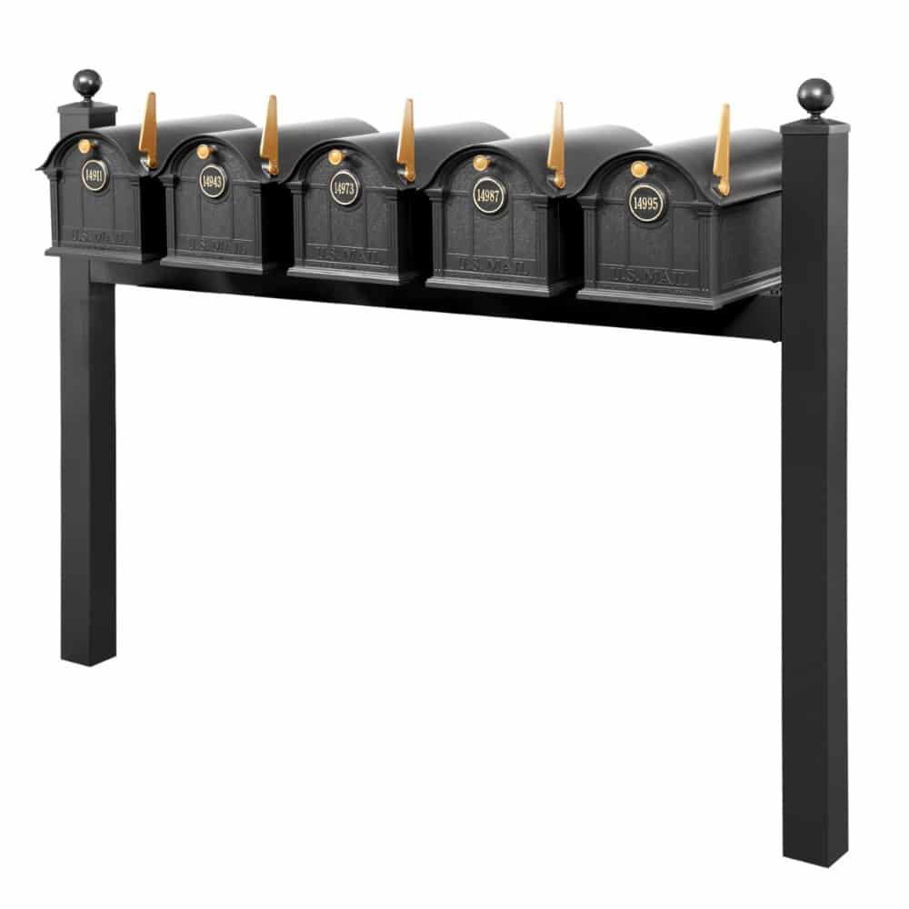 Balmoral Quint Mount Mailbox Set with Personalized Door Medallions & Ball Finials – Available in Black, Bronze, and White Product Image