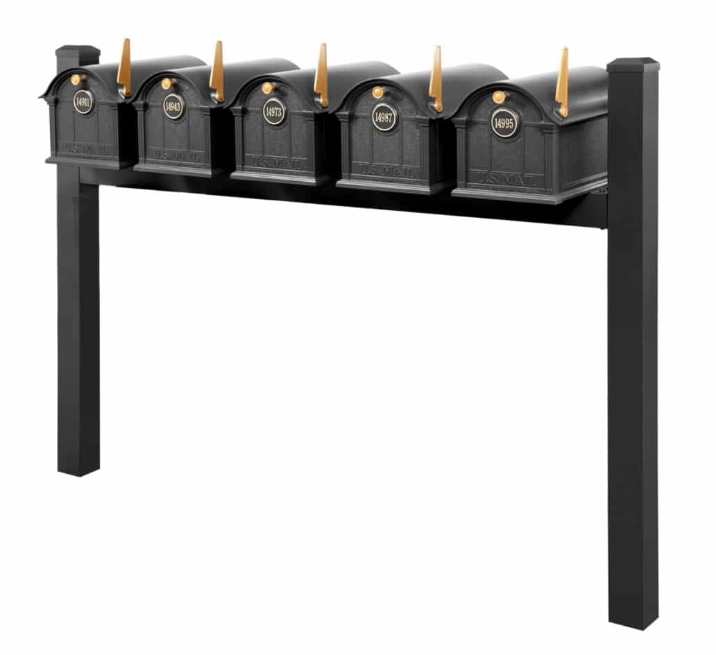 Balmoral Quint Mount Mailbox Set with Personalized Door Medallions & Cap Finials – Available in Black, Bronze, and White Product Image
