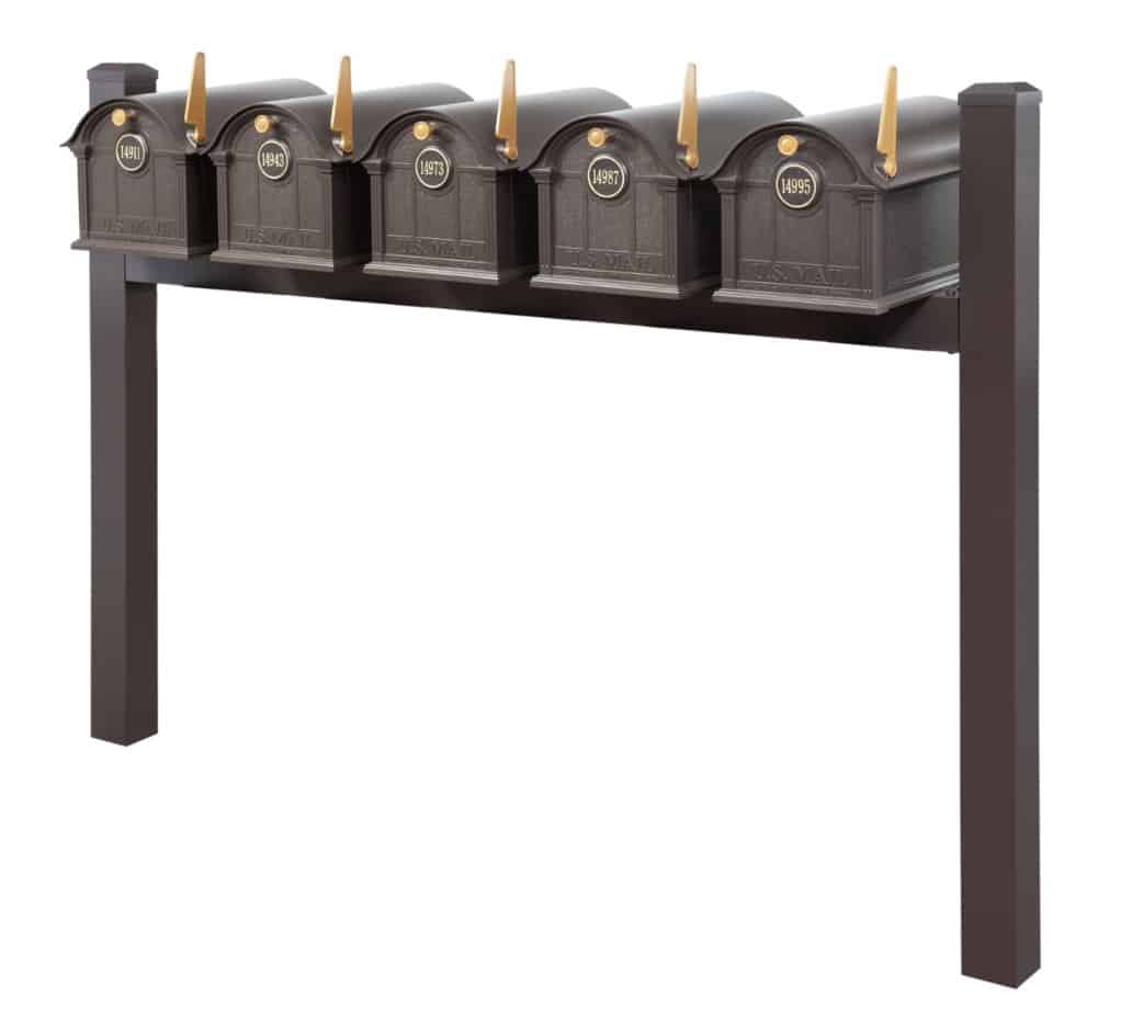 Balmoral Quint Mount Mailbox Set with Personalized Door Medallions & Cap Finials – Available in Black, Bronze, and White Product Image