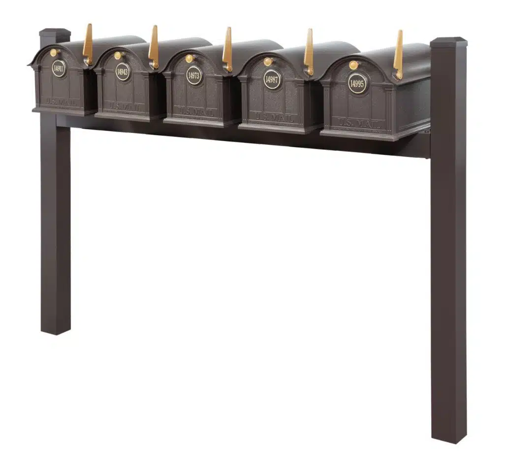Balmoral Quint Mount Mailbox Set with Personalized Door Medallions & Cap Finials – Available in Black, Bronze, and White Product Image