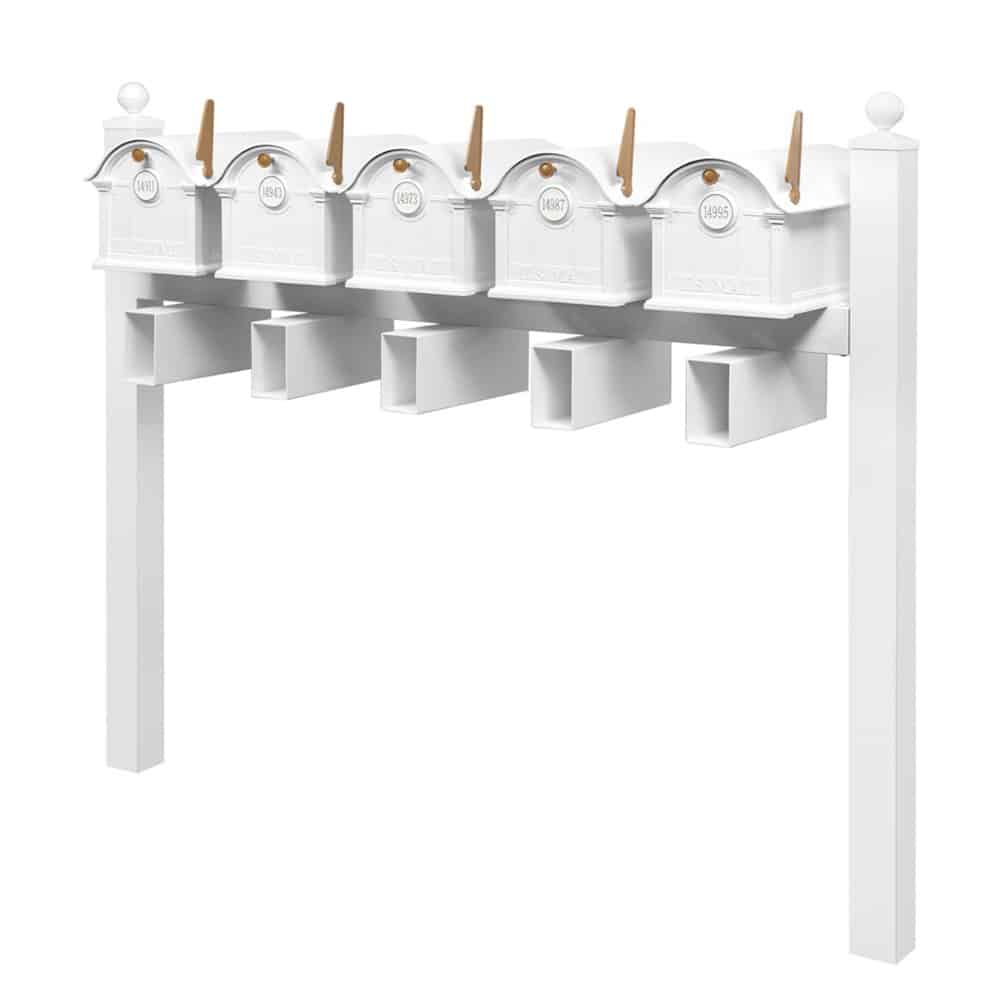 Balmoral Quint Mount Mailbox Set with Personalized Door Medallions, Newspaper Holders & Ball Finials – Available in Black, Bronze, and White Product Image
