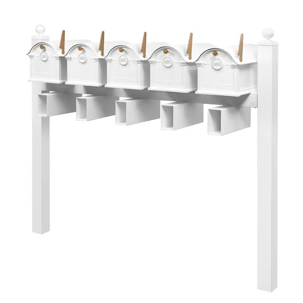 Balmoral Quint Mount Mailbox Set with Personalized Door Medallions, Newspaper Holders & Ball Finials – Available in Black, Bronze, and White Product Image