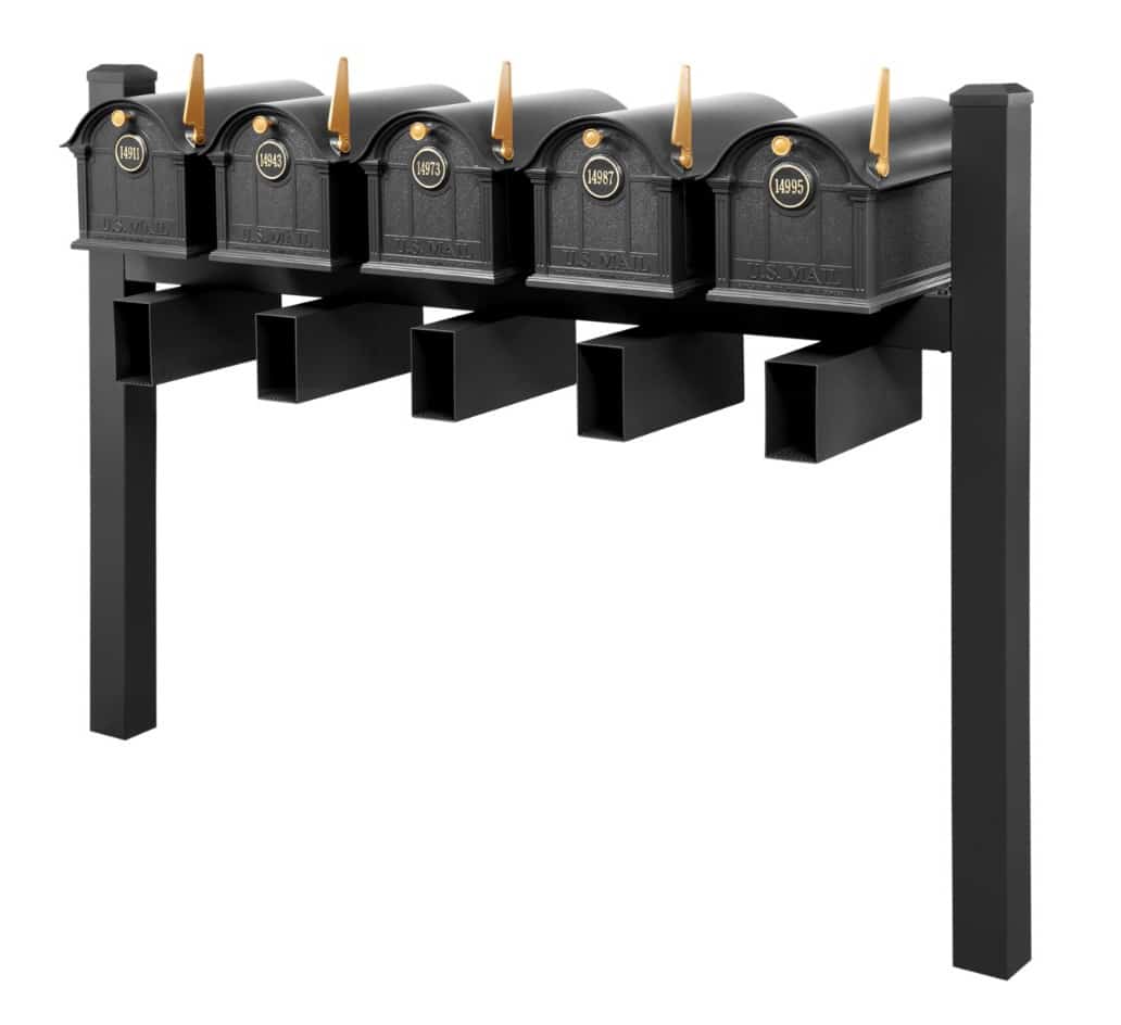 Balmoral Quint Mount Mailbox Set with Personalized Door Medallions, Newspaper Holders & Cap Finials – Available in Black, Bronze, and White Product Image