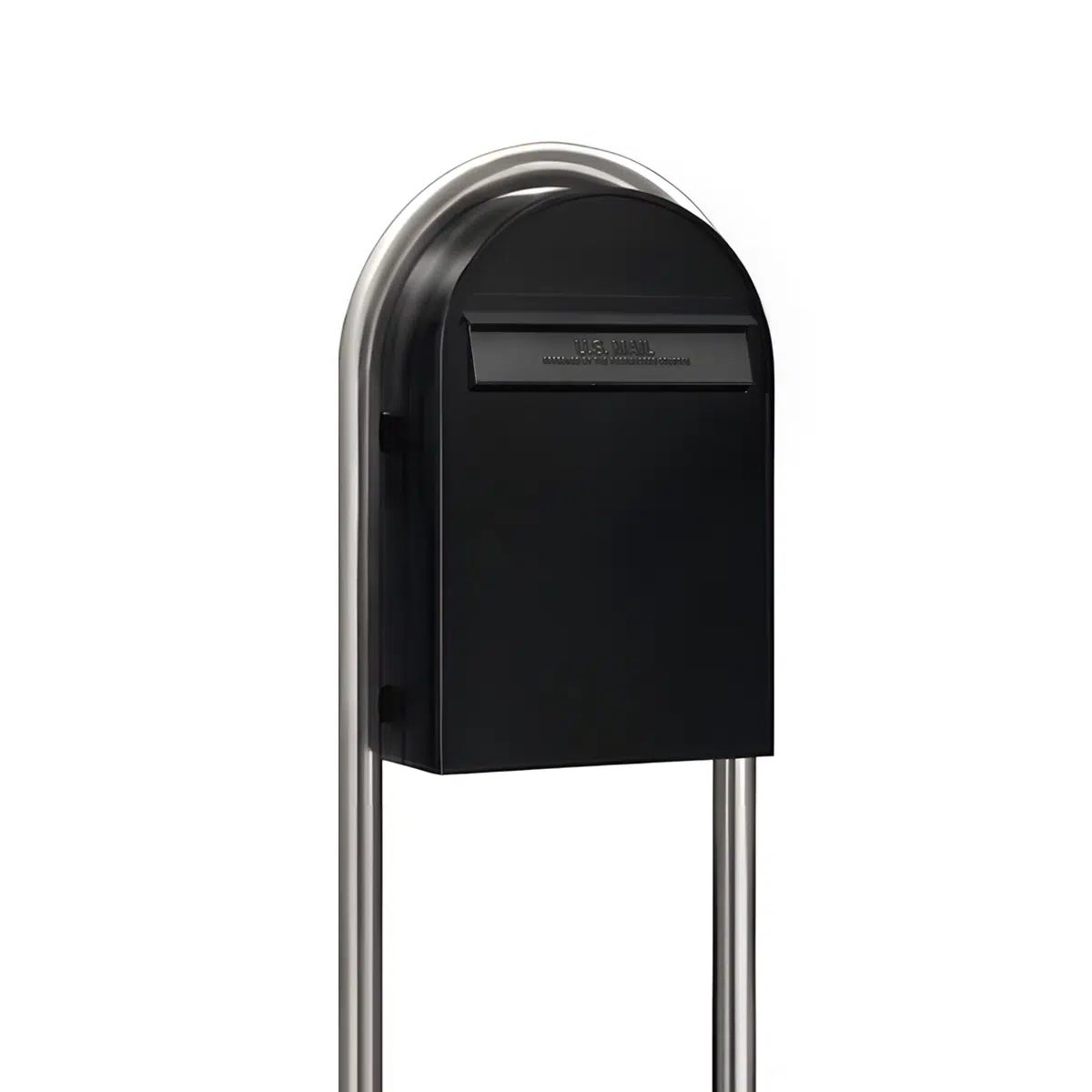 USPS Approved Bobi Classic B Rear Access Modern Locking Black Mailbox and Round Stainless Steel Post Combo Product Image