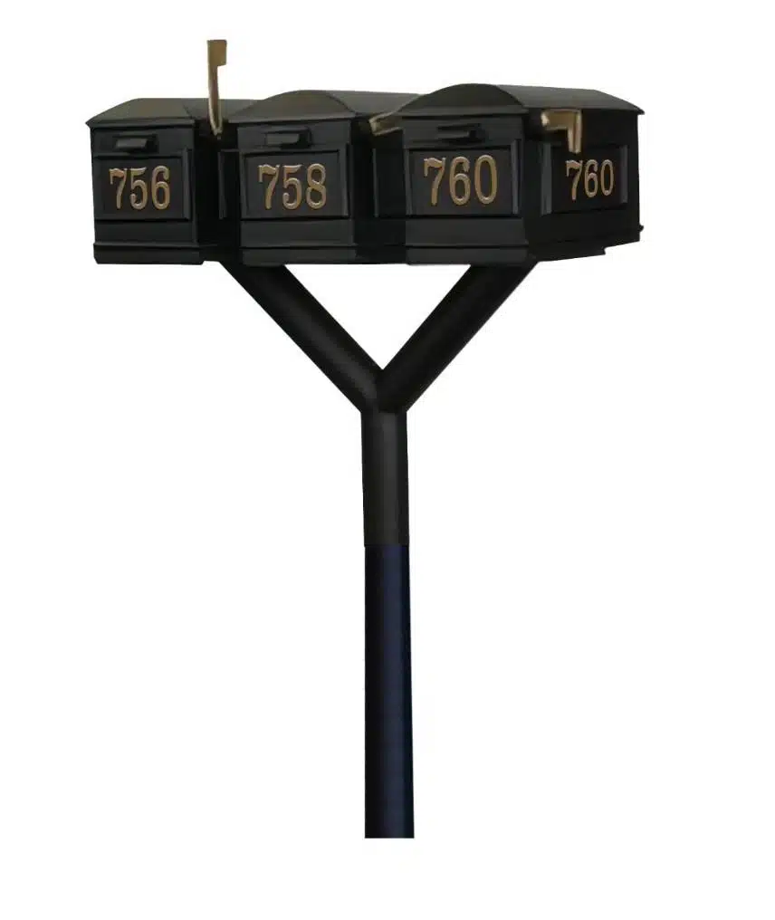 QualArc Penfield TRIPLE Mailbox Post System, no base with three Lewiston Mailboxes Product Image