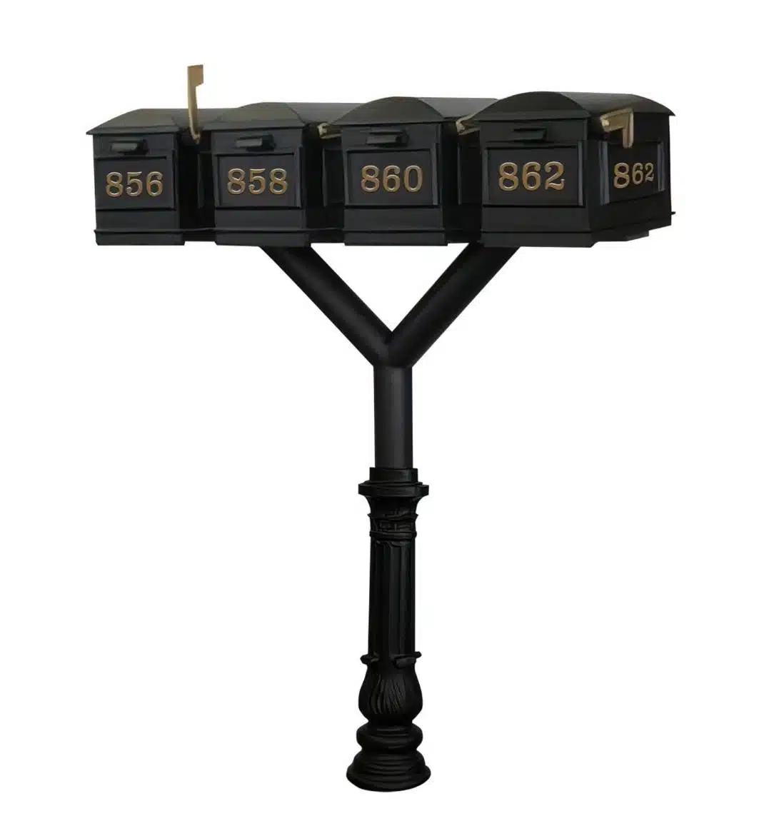 QualArc Penfield QUAD Mailbox Post System, base 7 with four Lewiston Mailboxes Product Image