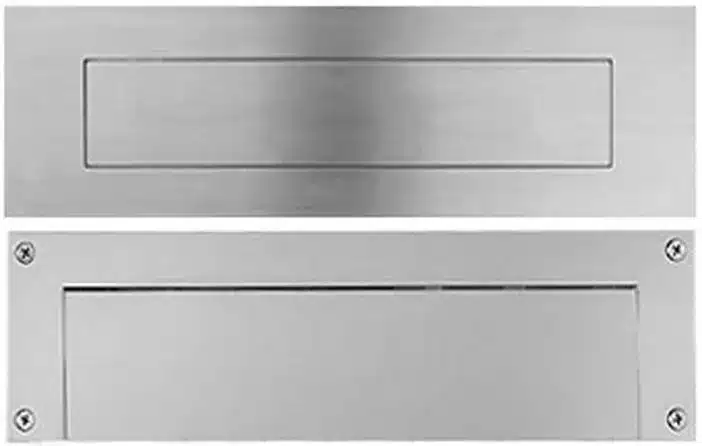 Stainless Steel Mail Slot – SMALL (11.8 in. x 3 in.) – Front and Rear Pieces (Choose Finish) Product Image