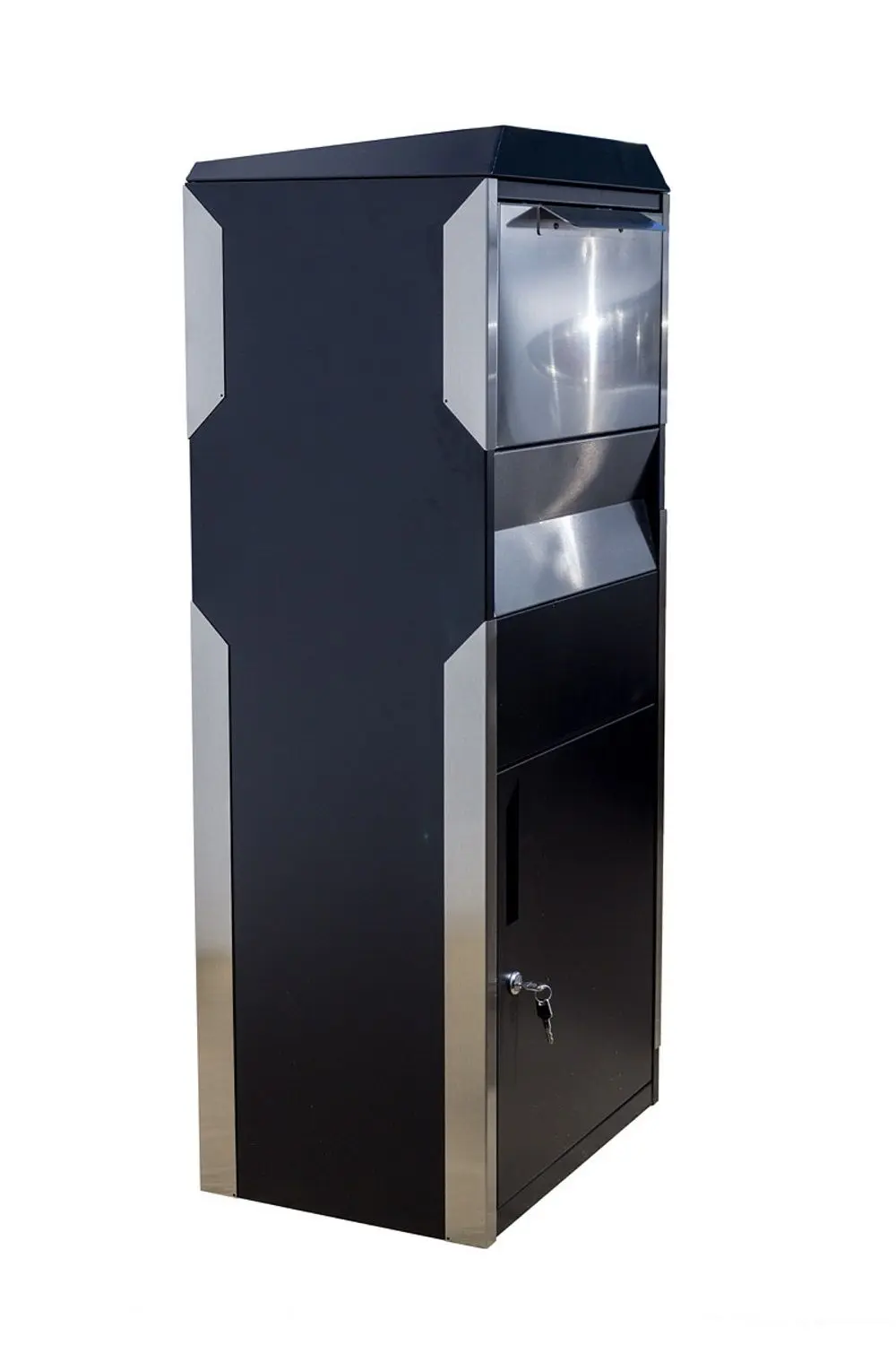 QualArc Locking Parcel Drop Box in Black with Stainless Steel Product Image