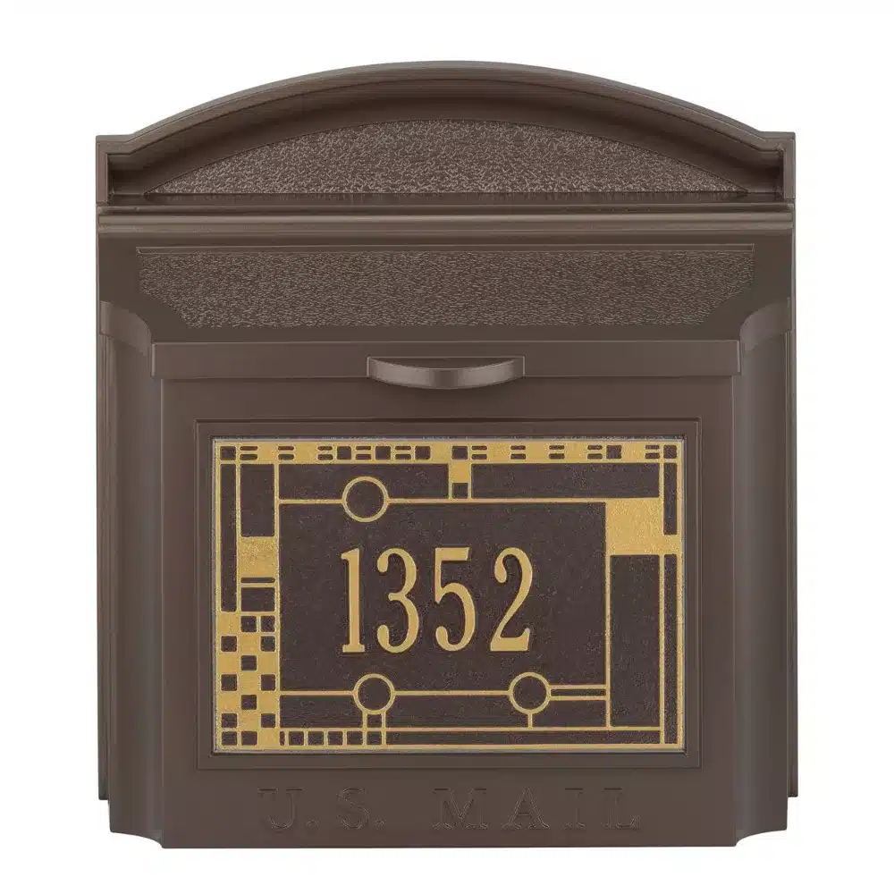 Whitehall Wall Mailbox With Frank Lloyd Wright Coonley Plaque Personalized Product Image