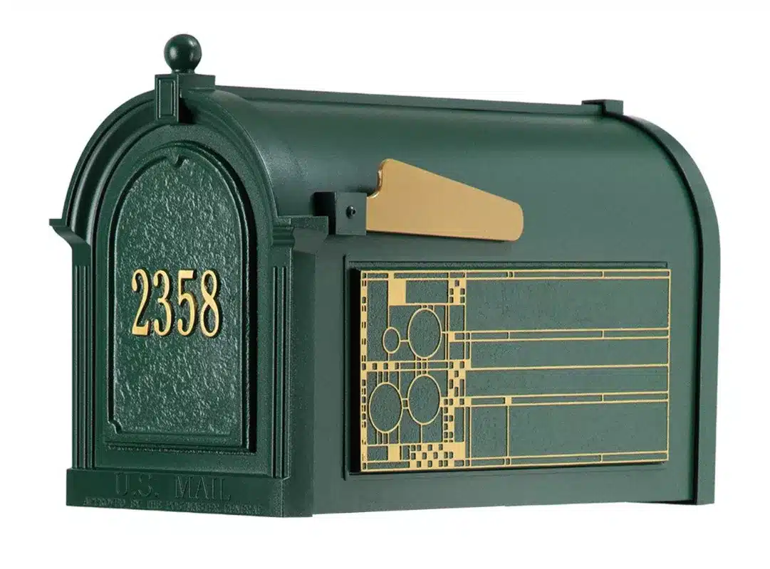 Whitehall Capitol Mailbox Frank Lloyd Wright Coonley Package #1 (Capitol Mailbox, Personalized Door, Non-Personalized Coonley Sides) Product Image