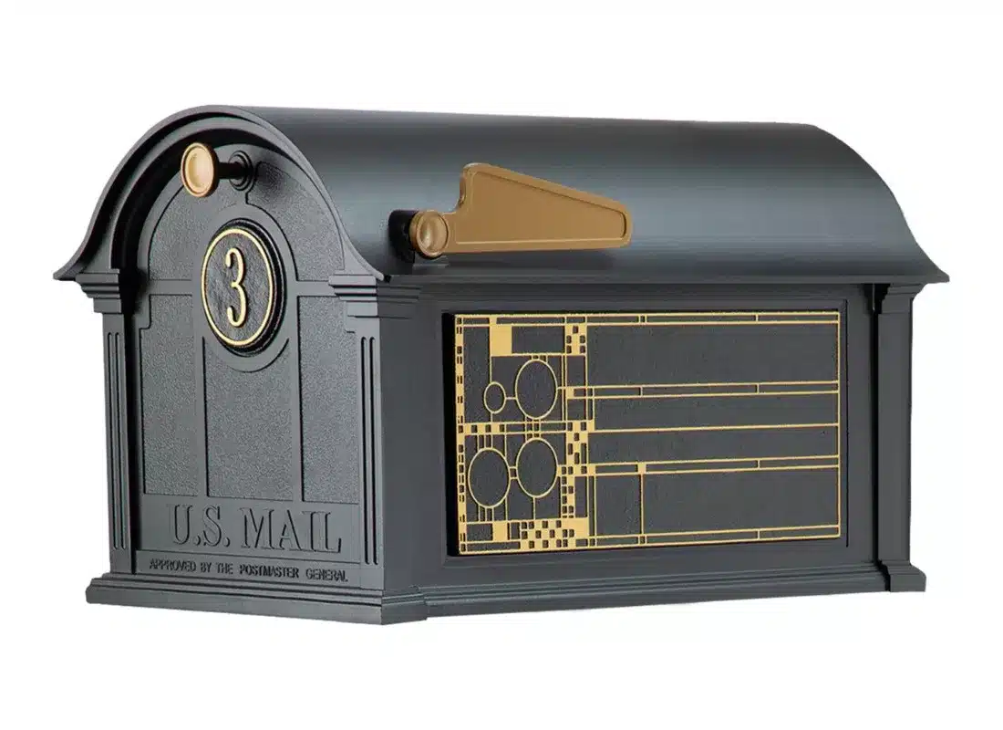Whitehall Balmoral Mailbox Frank Lloyd Wright Coonley Package #1 (Balmoral Mailbox, Personalized Door Medallion, Non-Personalized Coonley Sides) Product Image