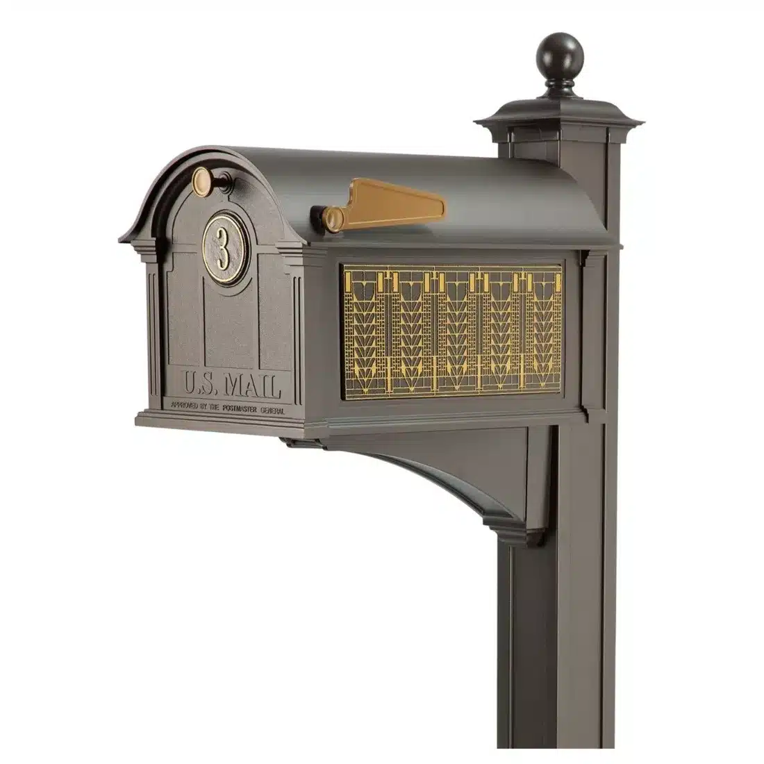 Whitehall Balmoral Mailbox Frank Lloyd Wright Tree Of Life Package #2 (Balmoral Mailbox, Post, Personalized Door Medallion, Non-Personalized Tree Of Life Sides) Product Image