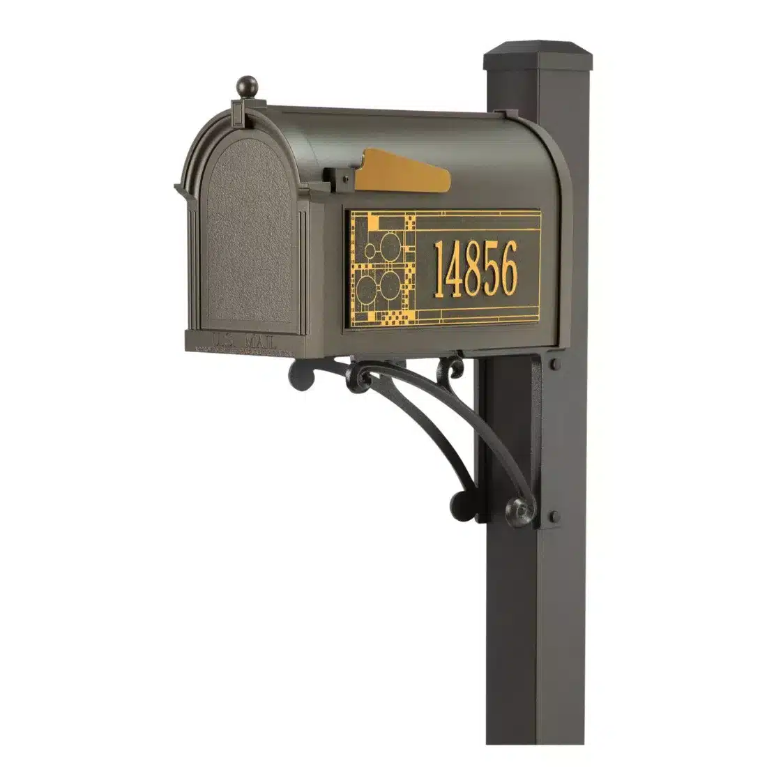 Whitehall Superior Mailbox Frank Lloyd Wright Coonley Package #2 (Capitol Mailbox, Superior Post, Personalized Coonley Side Plaques) Product Image