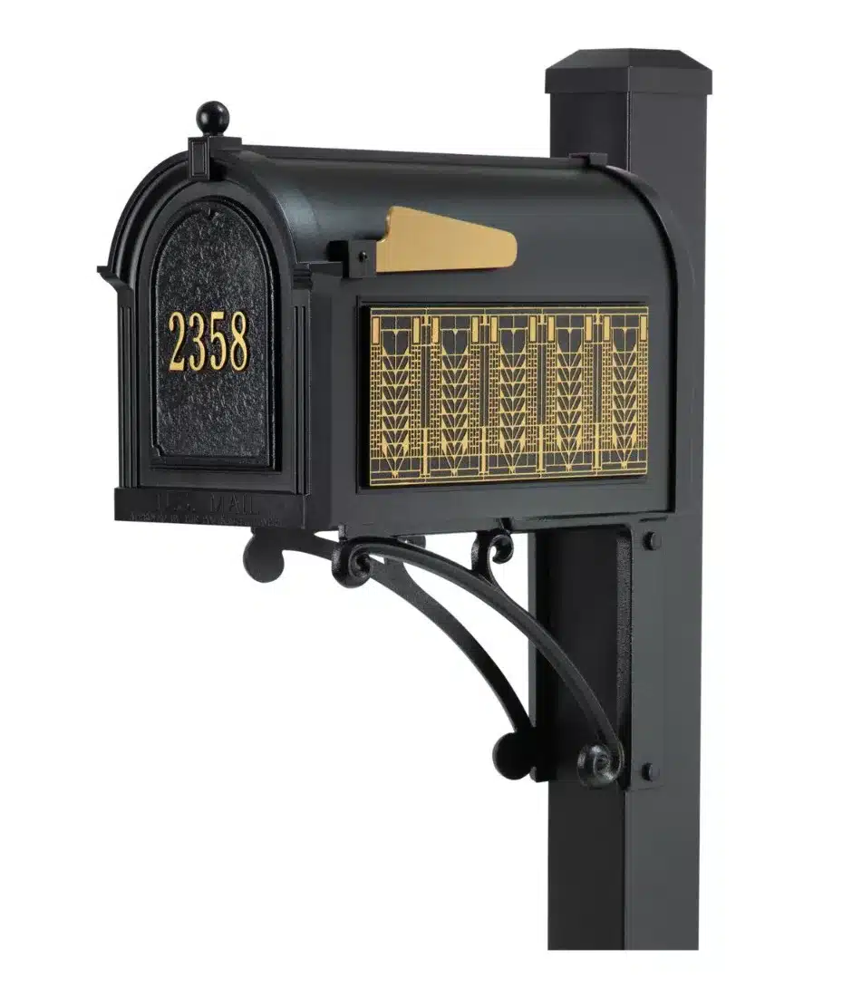 Whitehall Superior Mailbox Frank Lloyd Wright Tree Of Life Package #1 (Capitol Mailbox, Superior Post, Personalized Door, Non-Personalized Tree Of Life Side Plaques) Product Image