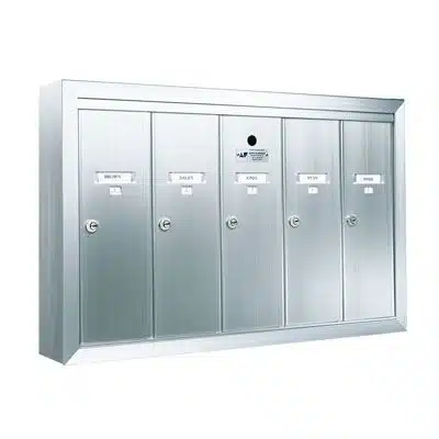 5 Compartment Surface Mount Vertical Mailboxes – Anodized Aluminum Product Image