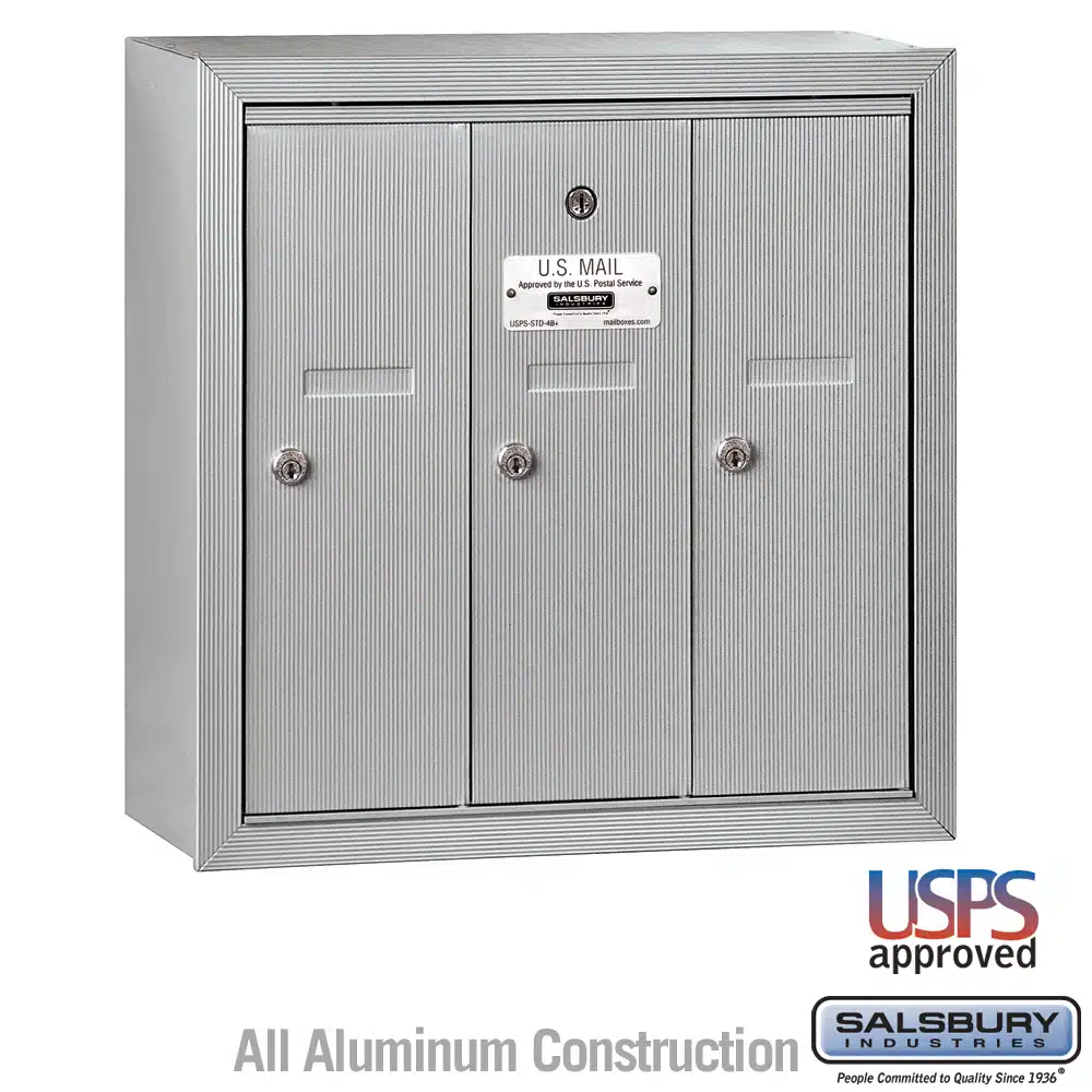 Salsbury Vertical Mailbox – 3 Doors Surface Mounted – USPS Access Product Image