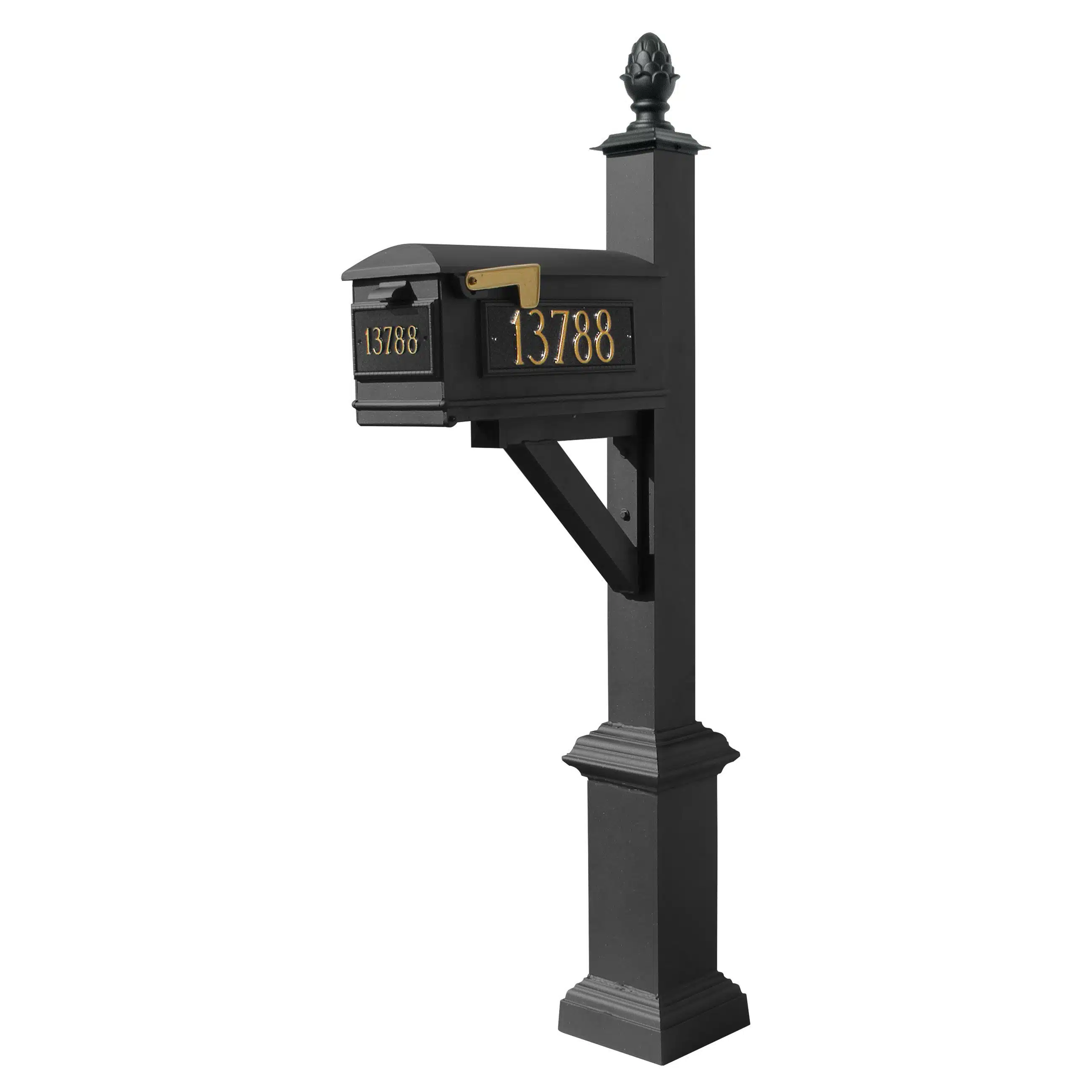 Westhaven System with Lewiston Mailbox, (3 Cast Plates) Square Base & Pineapple Finial Product Image