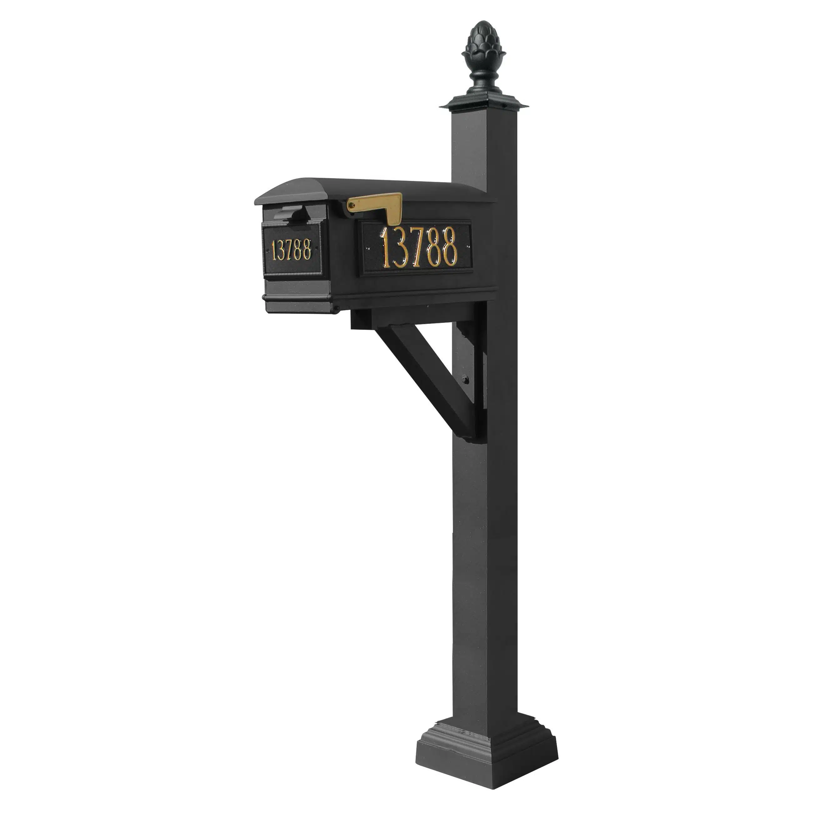 Westhaven System with Lewiston Mailbox, (3 Cast Plates) Square Collar & Pineapple Finial Product Image
